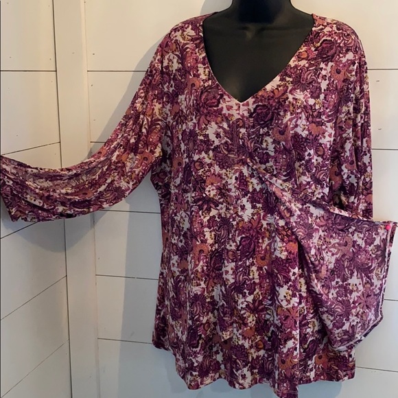 Mauve flowered blouse - Picture 1 of 4